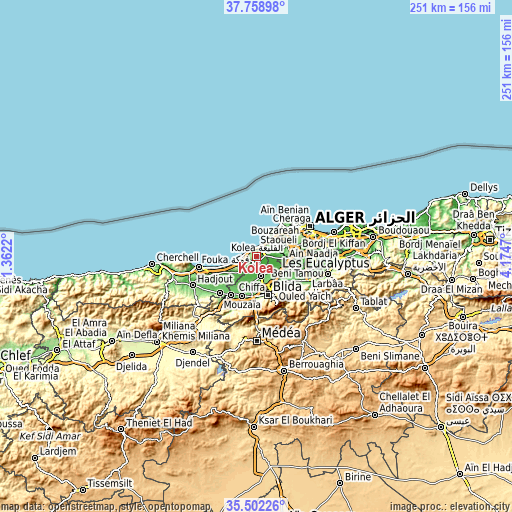 Topographic map of Kolea