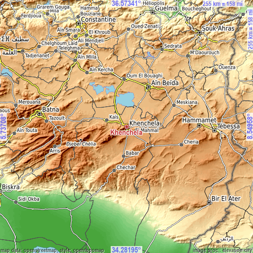 Topographic map of Khenchela