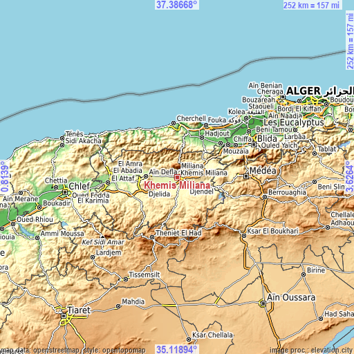 Topographic map of Khemis Miliana