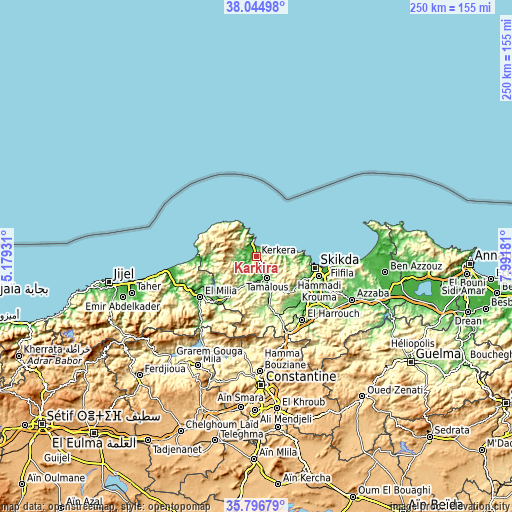Topographic map of Karkira