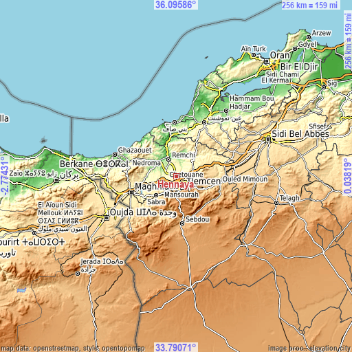 Topographic map of Hennaya