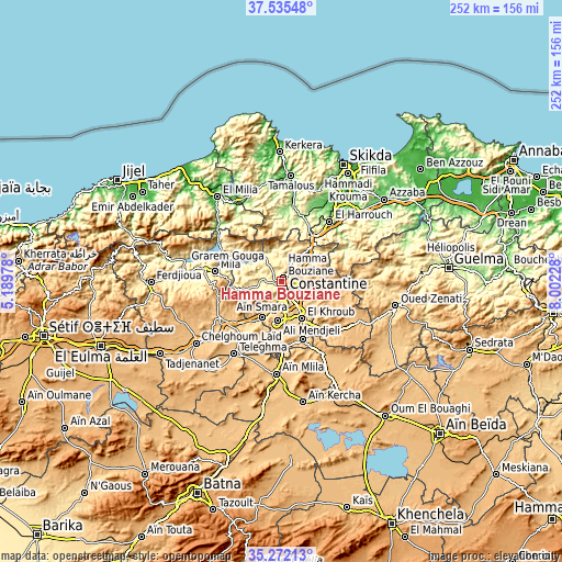 Topographic map of Hamma Bouziane