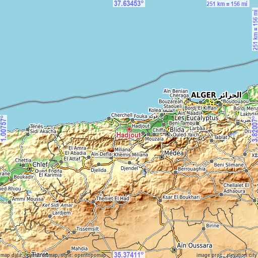 Topographic map of Hadjout