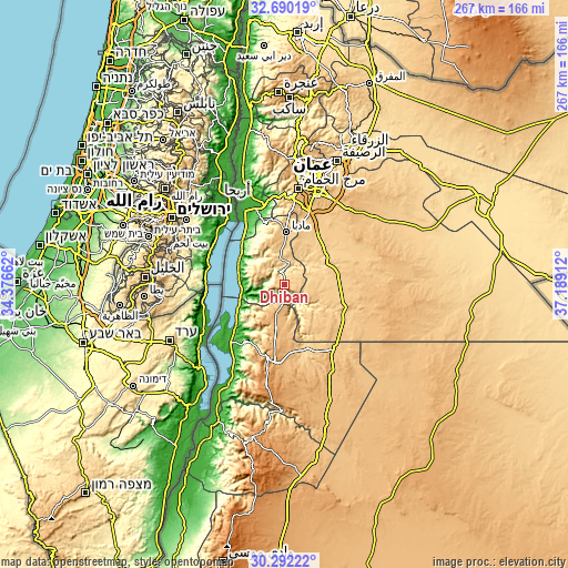 Topographic map of Dhībān