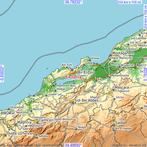 Topographic map of Es Senia