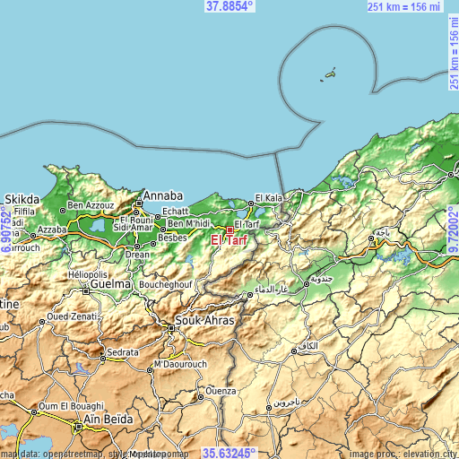 Topographic map of El Tarf