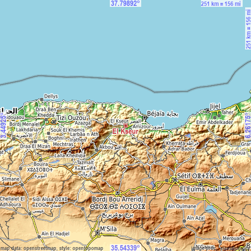 Topographic map of El Kseur