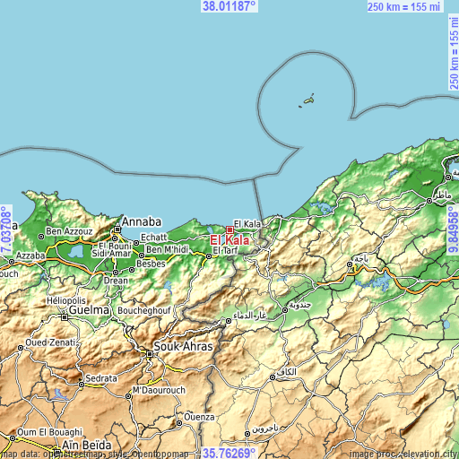 Topographic map of El Kala