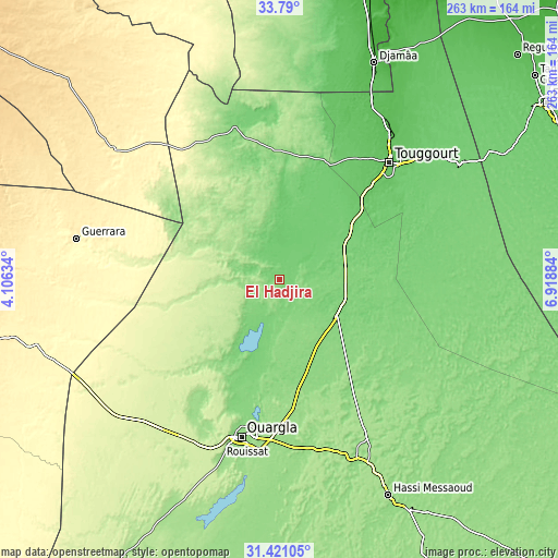 Topographic map of El Hadjira