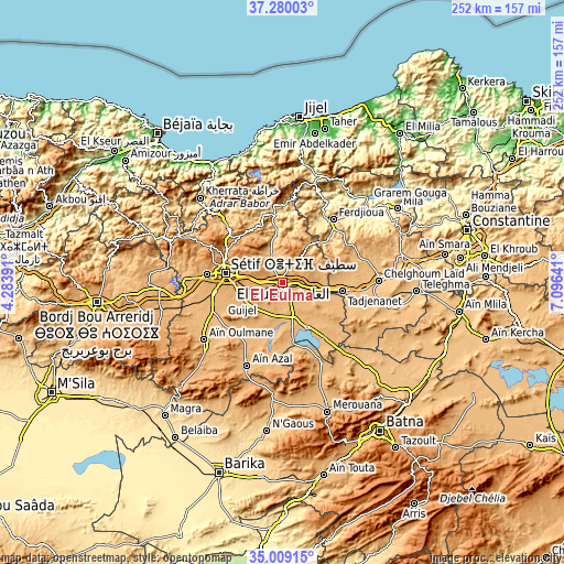 Topographic map of El Eulma