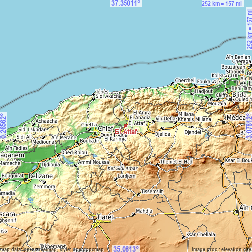 Topographic map of El Attaf