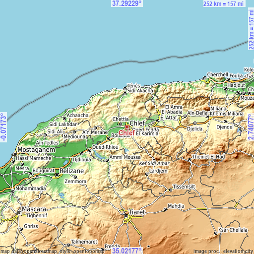 Topographic map of Chlef