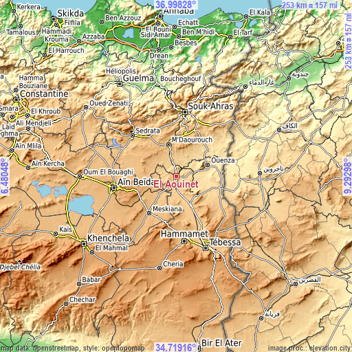 Topographic map of El Aouinet