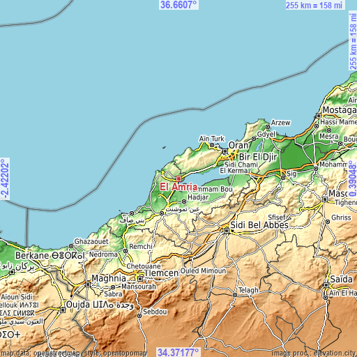 Topographic map of El Amria