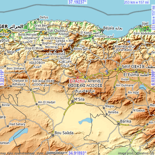 Topographic map of El Achir