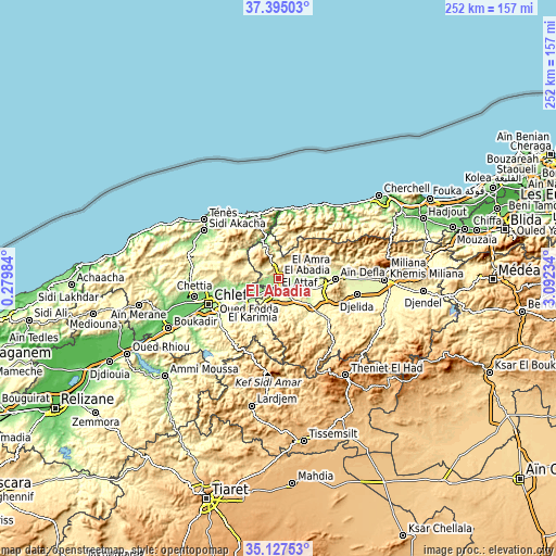 Topographic map of El Abadia