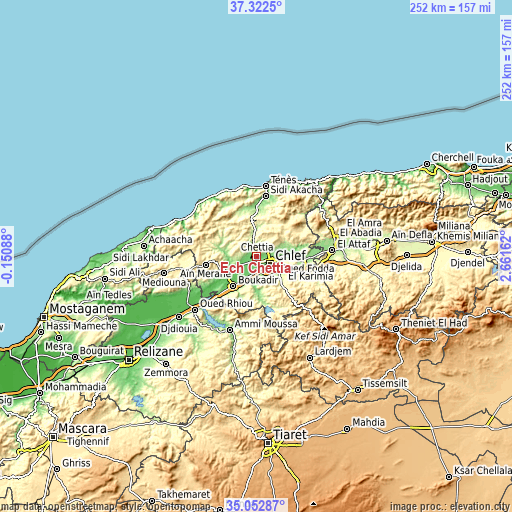 Topographic map of Ech Chettia