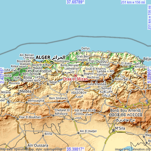 Topographic map of Draa el Mizan