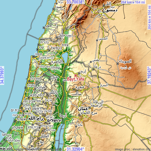 Topographic map of Bayt Yāfā
