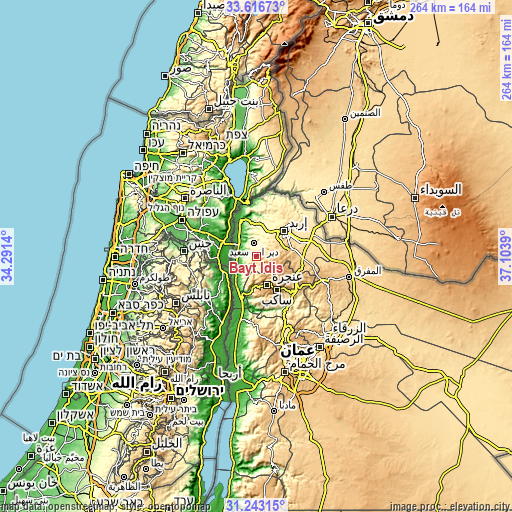 Topographic map of Bayt Īdis