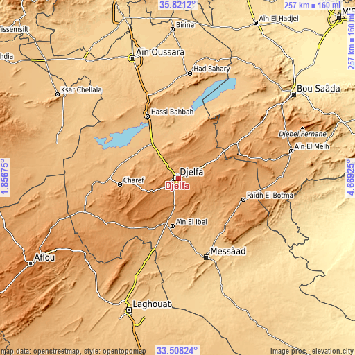 Topographic map of Djelfa