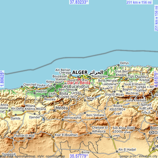 Topographic map of Dar el Beïda