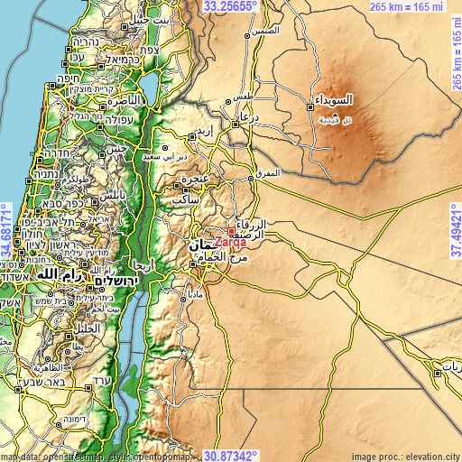 Topographic map of Zarqa