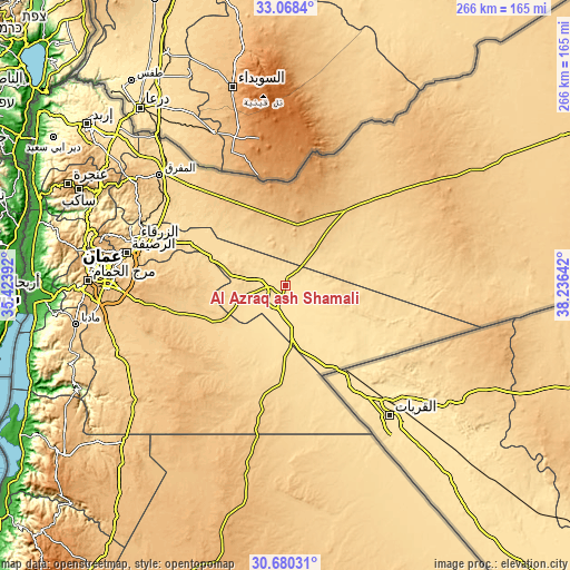 Topographic map of Al Azraq ash Shamālī