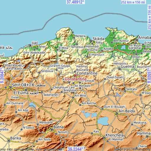 Topographic map of Constantine
