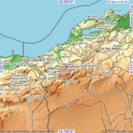 Topographic map of Chetouane