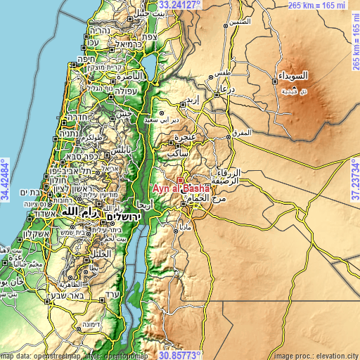 Topographic map of ‘Ayn al Bāshā