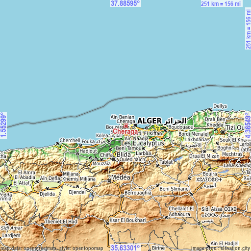 Topographic map of Cheraga