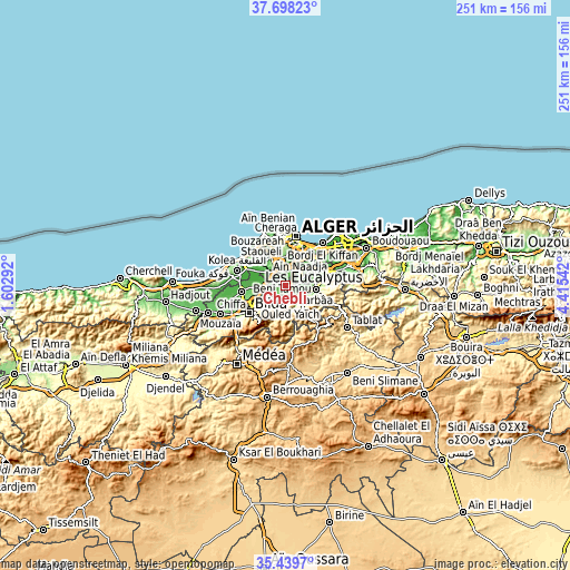 Topographic map of Chebli