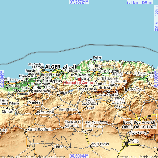 Topographic map of Chabet el Ameur