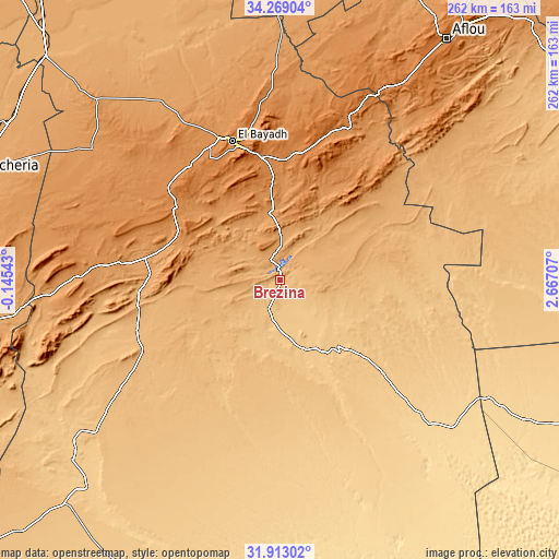 Topographic map of Brezina