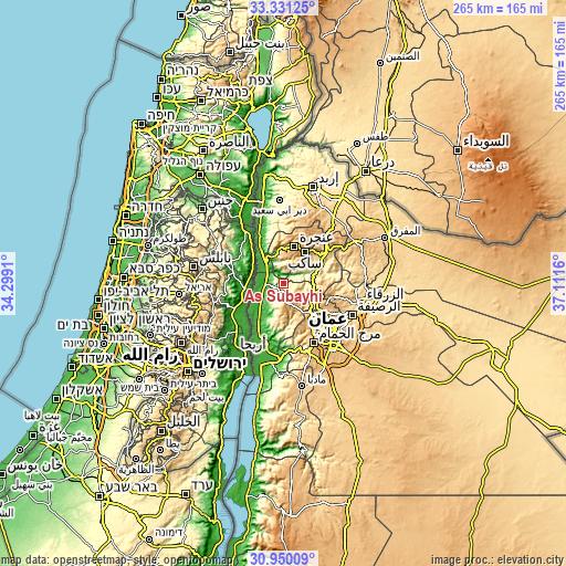 Topographic map of Aş Şubayḩī