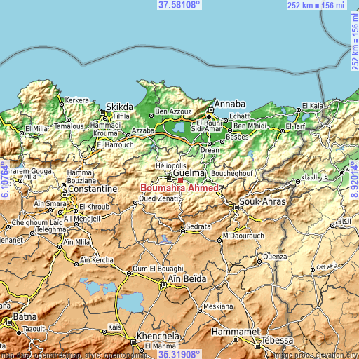 Topographic map of Boumahra Ahmed