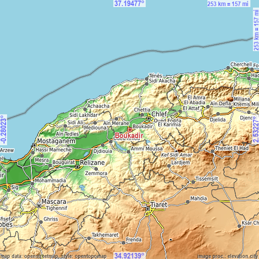 Topographic map of Boukadir