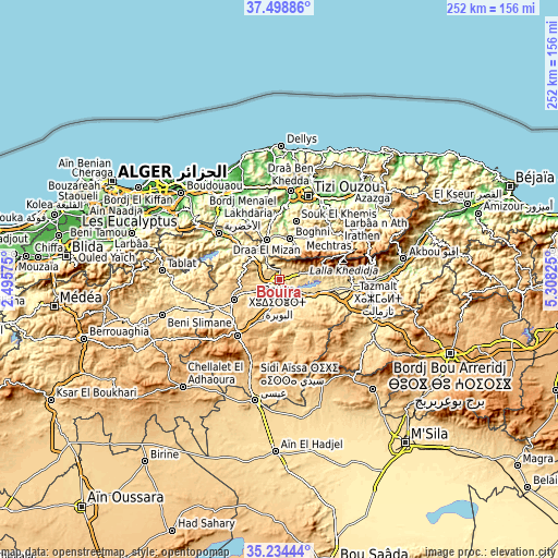 Topographic map of Bouïra