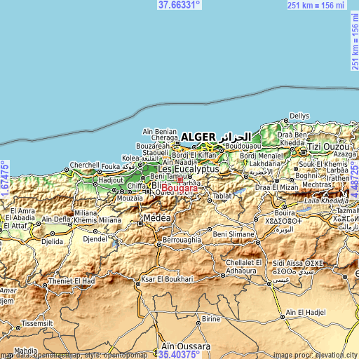 Topographic map of Bougara