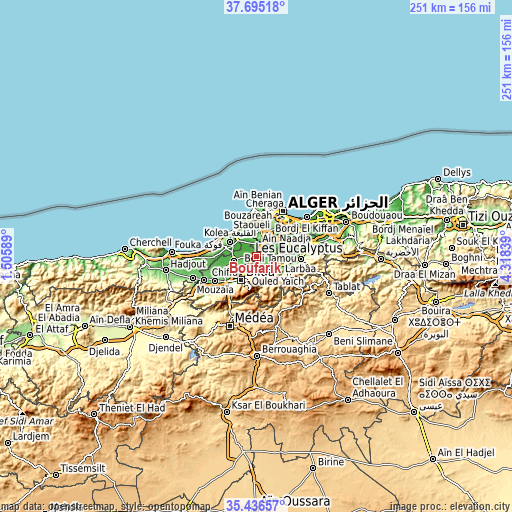 Topographic map of Boufarik