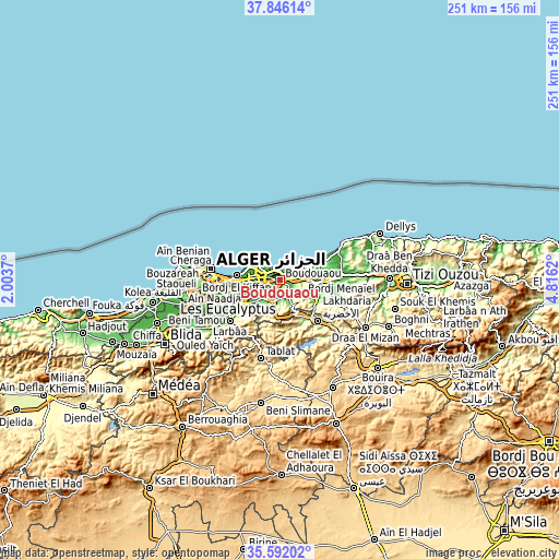 Topographic map of Boudouaou