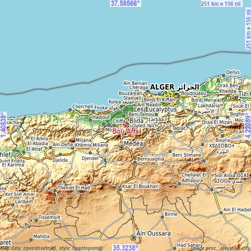 Topographic map of Boû Arfa
