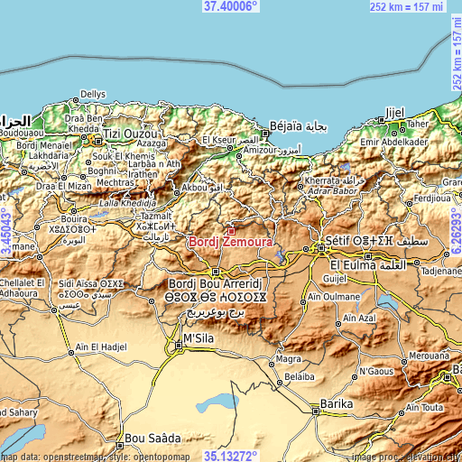 Topographic map of Bordj Zemoura