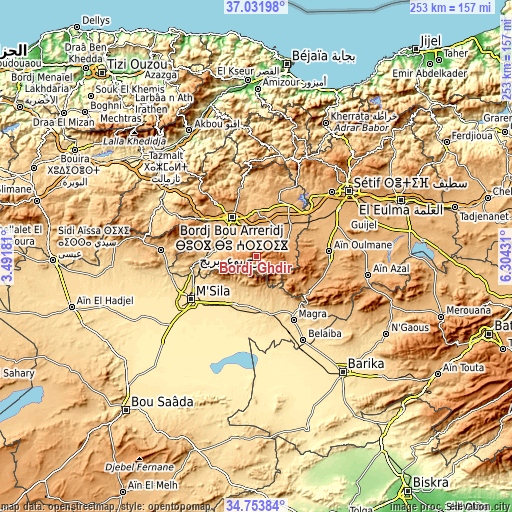 Topographic map of Bordj Ghdir