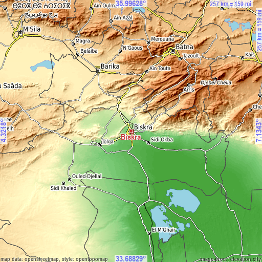 Topographic map of Biskra