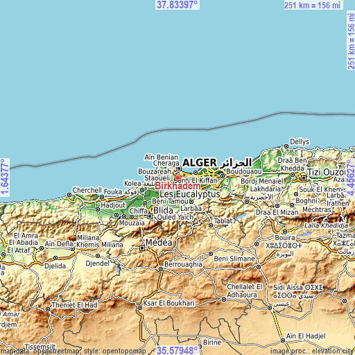 Topographic map of Birkhadem