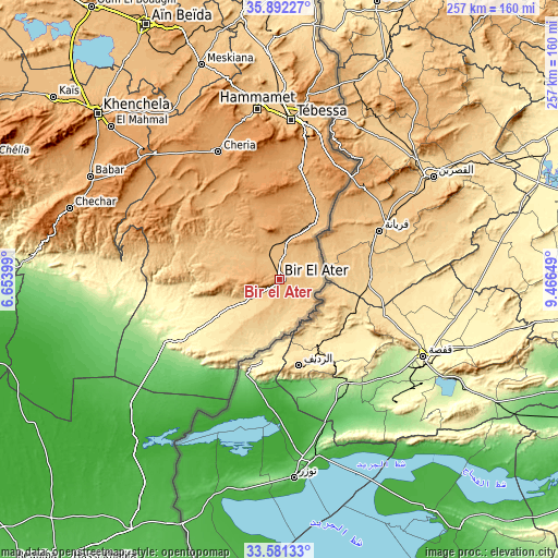 Topographic map of Bir el Ater