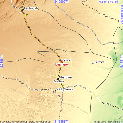 Topographic map of Berriane