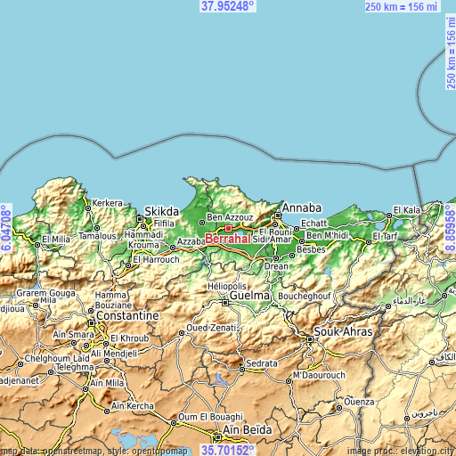 Topographic map of Berrahal